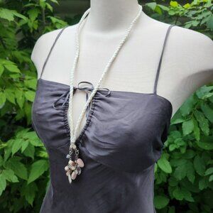 Earth Collection Boho Braided Cord Necklace with Wood and Crystal Charm‎ Pendant